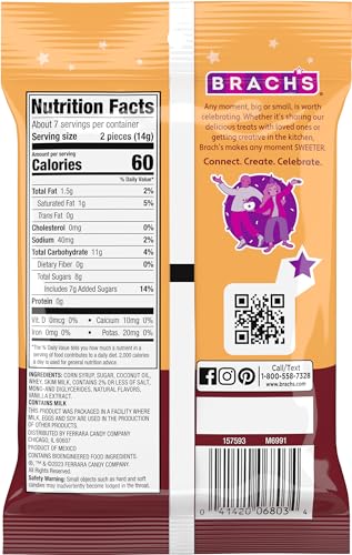 Brach's Nips Caramel Flavored Hard Candy, Individually Wrapped Candies, 3.25 Ounce Bags (Pack of 24)