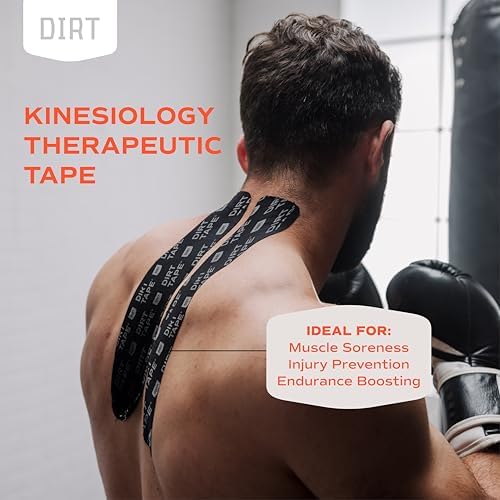 Athletic Kinesiology Tape - Muscle Pain Relief & Joint Support - Premium Elastic Cotton - Latex-Free - Water Resistant - Gym, Indoor & Outdoor Sports - Single Roll (16.4 ft) - Grey