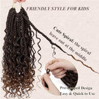 Goddess Box Braids Crochet Hair 10 Inch Bohemian Box Braids Crochet Hair with Curly Ends Boho 3X Synthetic Crochet Braiding Hair for Women (7 pack, 1b/30#)