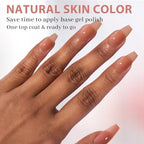 BTArtbox XCOATTIPS Gel Nail Kit - Medium Coffin Press on Nails Pre-applied Tip Primer with Gel Glue and Top Coat, Brown Fake Nails for Daily Nail Art
