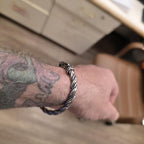 TURTLEDOVE Viking Wolf Fenrir Bangle - Adjustable Stainless Steel Norse Scandinavian Torc