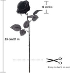 Laelfe Halloween Black Roses Artificial Flowers, 12 PCS Fake Silk Flower Long Stem Artificial Rose for Home Wedding Party Decorations(Black Halloween)