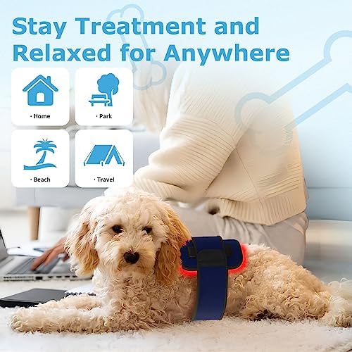 Red Infrared Light Therapy Belt for Pets Pain Relief, Portable Wearable Cold Laser Therapy Device for Dogs Tissue Repair, Joint & Back Pain
