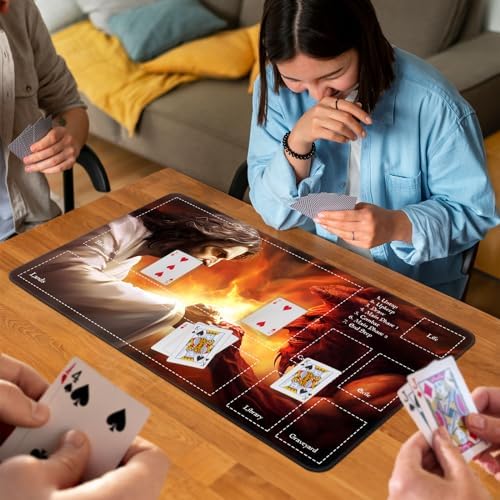 for MTG Game Playmat, for Magic TCG Rubber Play mat,Tabletop Card Playmats with Smooth Surface,Trading Card Inked Game Mat with Zones,Battle Game,God Battles