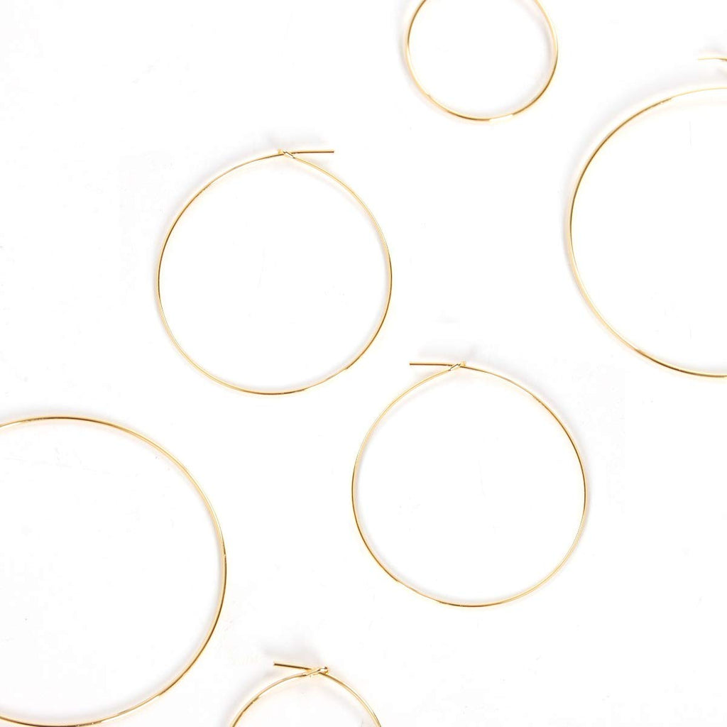 Thin Hoop Earrings for Women - Hypoallergenic 18K Gold Plated Round Hoops