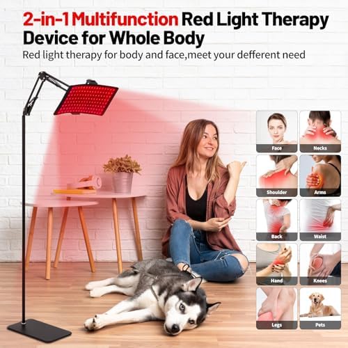 Red Light Therapy,Upgraded 2-in-1 Chips Red Light Therapy Lamp,660nm Red Light & 850nm Near Infrared Light Therapy Device with Red Light Therapy Belt and Stand Relieves Pain in All Parts of The Body
