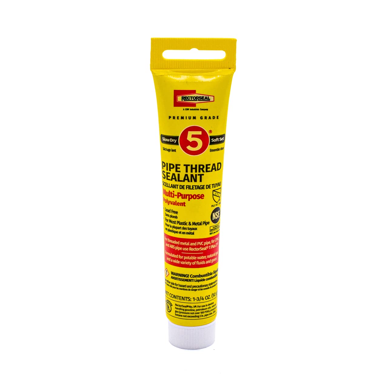 RectorSeal No. 5 25790 Pipe Thread Sealant, Lubricates & Protects Threads, Soft Setting, Slow Drying, & Permits Easy Breakout and Contains No Other Metals, 1.75 oz