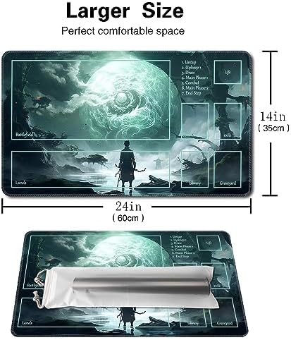 MTG Playmat Size 24x14in Free Storage Bags Non-Slip Backing Printing, Ideal for Card Game Enthusiasts TCG Playmat (with Zone,A Journey into)