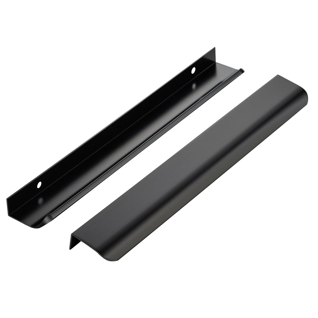 Ravinte Hardware 8 Pack Black Cabinet Handles, 11.8 Inch (300mm) Finger Edge Pulls, 8.8 Inch Hole Center, Finger Pulls for Cabinets