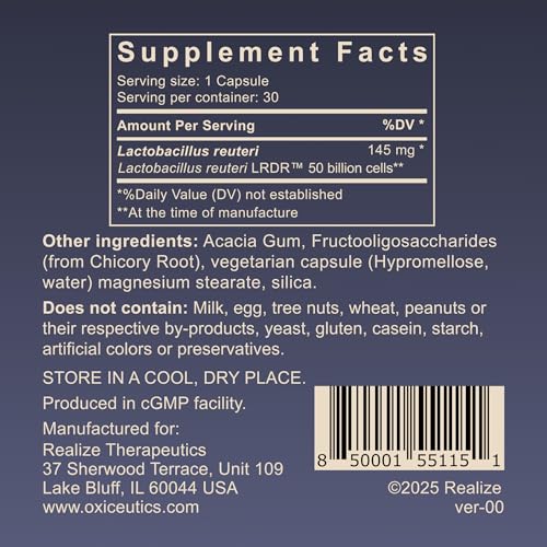 MyReuteri™ 50 Billion CFU Probiotic – Intensive-Strength L. reuteri LRDR™ + FOS Prebiotic – by Dr. William Davis – Makes Yogurt-Like Superfood – 30 Veg Capsules