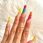 Long Fake Nails Tips - Coffin Luxury Press on Nails Pink Acrylic Ballerina Reusable False Nails for Women and Girls 24Pcs