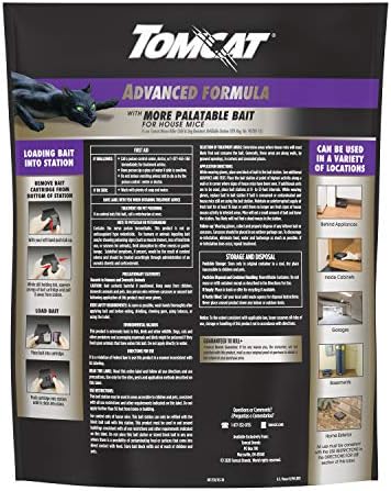Tomcat Mouse Killer Refillable Bait Station with Advanced Formula Bait, 1 Station and 12 Poison Block Refills