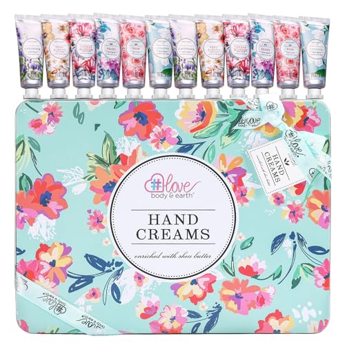BODY & EARTH Hand Cream Gift Set Pack of 12 Enriched with Shea Butter to Nourish Dry Hands, Hand Lotion Gift Packs, Travel Size, Best Gifts for Women Gift Sets For Mother's Day Valentine's Day