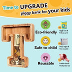 SummiDate Wooden Letter Piggy Bank Piggy Bank for Boys and girls Alphabet Money Bank Thanks Giving Gifts(Initial-T)