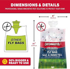 Catchmaster Pro Series Fly Bag 4-Pack, Hanging Fly Trap Outdoor Home, Bug Catcher and Flying Insect Trap with Premium Bait, Pet Safe Pest Control, XL Bag for Backyard, Pool, Patio & Camping