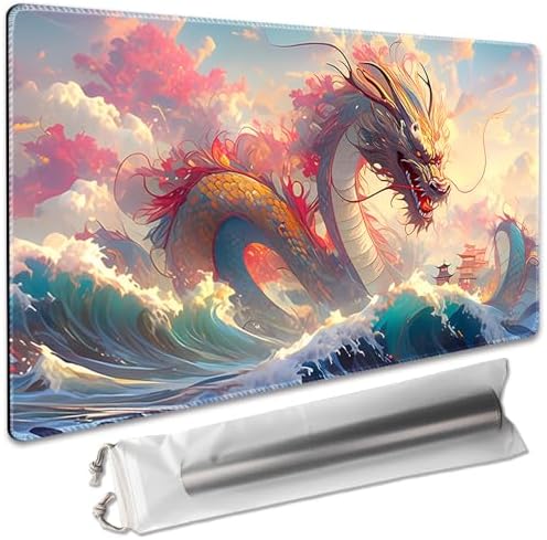 Board Game 14x24in MTG Playmat Compatible for OCG CCG RPG TCG Playmats (Sea Royal Dragon 2)