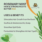 Sunny Isle Rosemary Mint Hair and Strong Roots Butter 4oz | Infused with Biotin & Jamaican Black Castor Oil | Strengthen and Nourish Hair | Dry Scalp, Split Ends