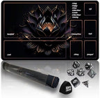 MTG Playmat TCG Playmat -Includes Storage Tube and 7 Dice-Experience Top-Tier Quality and Edge-Locking Waterproof and Non-Slip Mat! (playmat with Zones, Black Lotus)