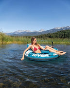 INTEX 56843EP River Run 1 Pro Inflatable Floating Lounge: GoPro/Phone Mount – Built-in Cup Holder and Storage Compartment – Durable Grab Handles – Easy-to-Use Connectors – 220lb Weight Capacity