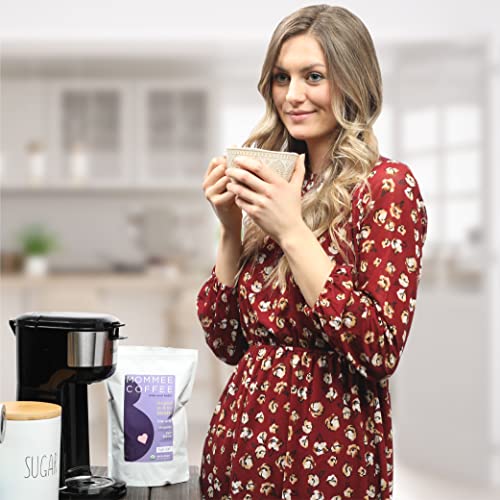 Mommee Coffee Full Caf Low Acid Whole Organic Coffee Beans - 100% Arabica Organic Full Caff Coffee Beans with Smooth Caramel Flavor - Medium Roast - 11 oz