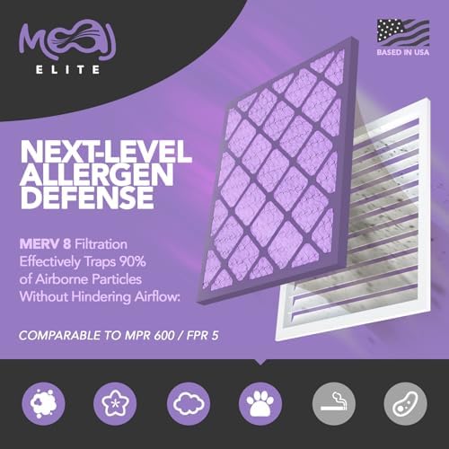 14x18x1 Air Filter (4-PACK) | MERV 8 | MOAJ Elite Dust Defense | BASED IN USA | Quality Pleated Replacement Air Filters for AC & Furnace Applications | Actual Dimensions: 13.70” x 17.70” x 0.75”