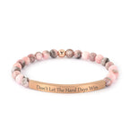 Inspirational Bracelets for Women,18K Gold Plated Christian Bible Verse Faith Jewelry, Religious Jesus Prayer Gift for Mom, Sister, Friend (DON'T LET THE HARD DAYS WIN-Pink Zebra Jasper-Rose Gold)