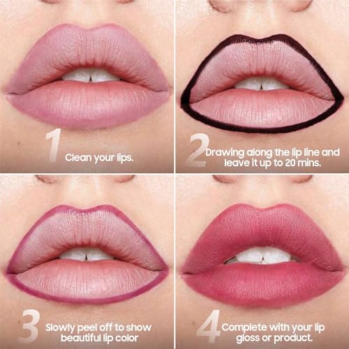 Lip Liner, Lip Liner Stain Peel off, Waterproof & Long Lasting Peel Lip Stain Non-Stick Cup, Enhancing Complexion & Nourishing for All Skin Types, Create A Natural Lip Color (Coral, 1 Count)