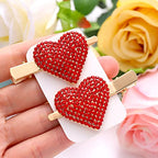 NVENF Valentine’s Day Heart Hair Clips for Women Rhinestone Glitter Enamel Heart Hairpins Sweet Lovely Heart Hair Barrettes Styling Hair Accessory Party Gifts (Full Rinestone Heart)