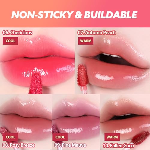 MILKTOUCH Jelly Fit Glow Lip Tint 08 Rosy Breeze - Hydrating Lip Gloss with Long-Lasting Moisture, Lip Stain, Lightweight, Radiant Shine, Perfect for Daily Use, Korean Lip Oil
