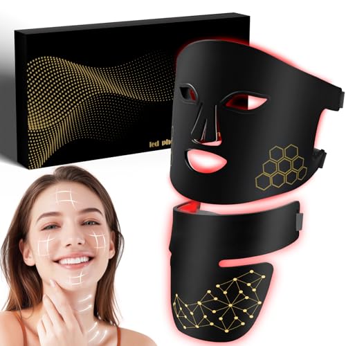 Red Light Therapy for Face and Neck, Infrared LED Mask Light Therapy 4 Light Waves with 850nm Near Infrared, Portable Rechargeable Red Light Therapy Mask Skincare Device for Facial Rejuvenation