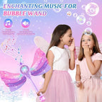 Bubble Wands for Kids Girls - LED Light & Music Bubble Machine: 3 AA Batteries & 2 Bubble Solutions, Outdoor Party Birthday Toys for Toddlers, Gift for 3 4 5 6 7 8 Year Old Girls, Purple