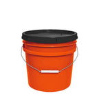MKS Plastics 3.5-Gallon Bucket with Airtight Lid – Made in USA, Food Grade BPA Free Plastic, Heavy Duty Multi-Use, Metal Handle with Grip, Stackable Storage – Orange, 1 Pack