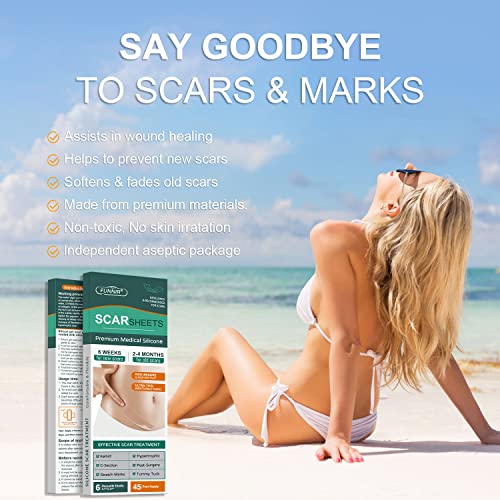 Silicone Scar Sheets,Tape, Strips - Healing Keloid, C-Section and Tummy Tuck - As Surgical Cream, Gel, Patch, Bandage, Pad - Surgery Scars Treatment - 6 Pack