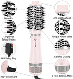 IG INGLAM 4 in 1 Blowout Hair Dryer Brush Set - Negative Ion Detachable Hair Dryer, Volumizer Styler with 2 Brush Heads, Pink