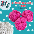 iDIY Chunky Yarn 3 Pack Skeins (72 Yards)-Tie Dye (Light Pink, Dark Pink, Red)-Fluffy Chenille Yarn Soft Throw & Baby Blankets, Arm Knitting, Crocheting &DIY Crafts & Projects! Homemade Holiday Gift