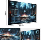 MTG Playmat Size 24x14in Free Storage Bags Non-Slip Backing Printing, Ideal for Card Game Enthusiasts TCG Playmat (with Zone,Pitch Black Church)