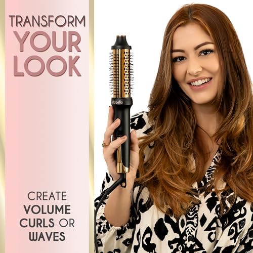 ELLA BELLA® Heated Round Thermal Blowout Brush • Negative ION Plasma Thermal Hot Hair Brush • Volumizer Styler & Curler in 1 • Fast HeatUp • Dual Voltage International Use • Swivel Cord, Auto ShutOff
