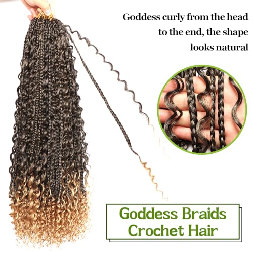 Goddess Bohemian Box Braids Crochet Hair-8 Packs 24 Inch Boho Crochet Braids for Black Women Synthetic Braiding Hair (T27, 24 Inch(Pack of 8))