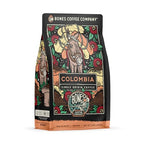 Bones Coffee Company Colombia Single-Origin Coffee Beans, Medium Roast Ground Coffee Gifts Low Acid Gourmet, Almonds, Dried Fruit, Vanilla Notes (12 oz)