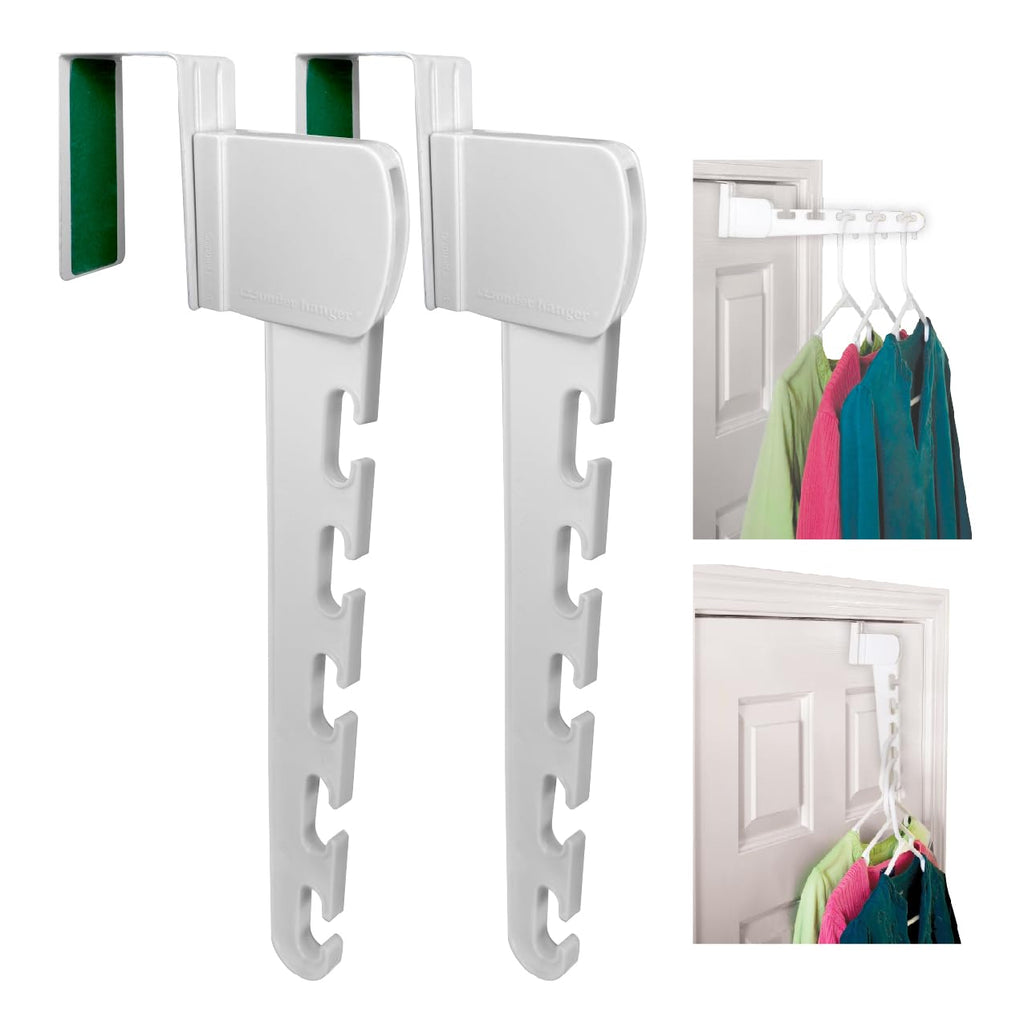 Wonder Hanger Over The Door 2-Pack Organizer for Clothes Hangers, Space-Saving Cascading Hanger Hooks, White