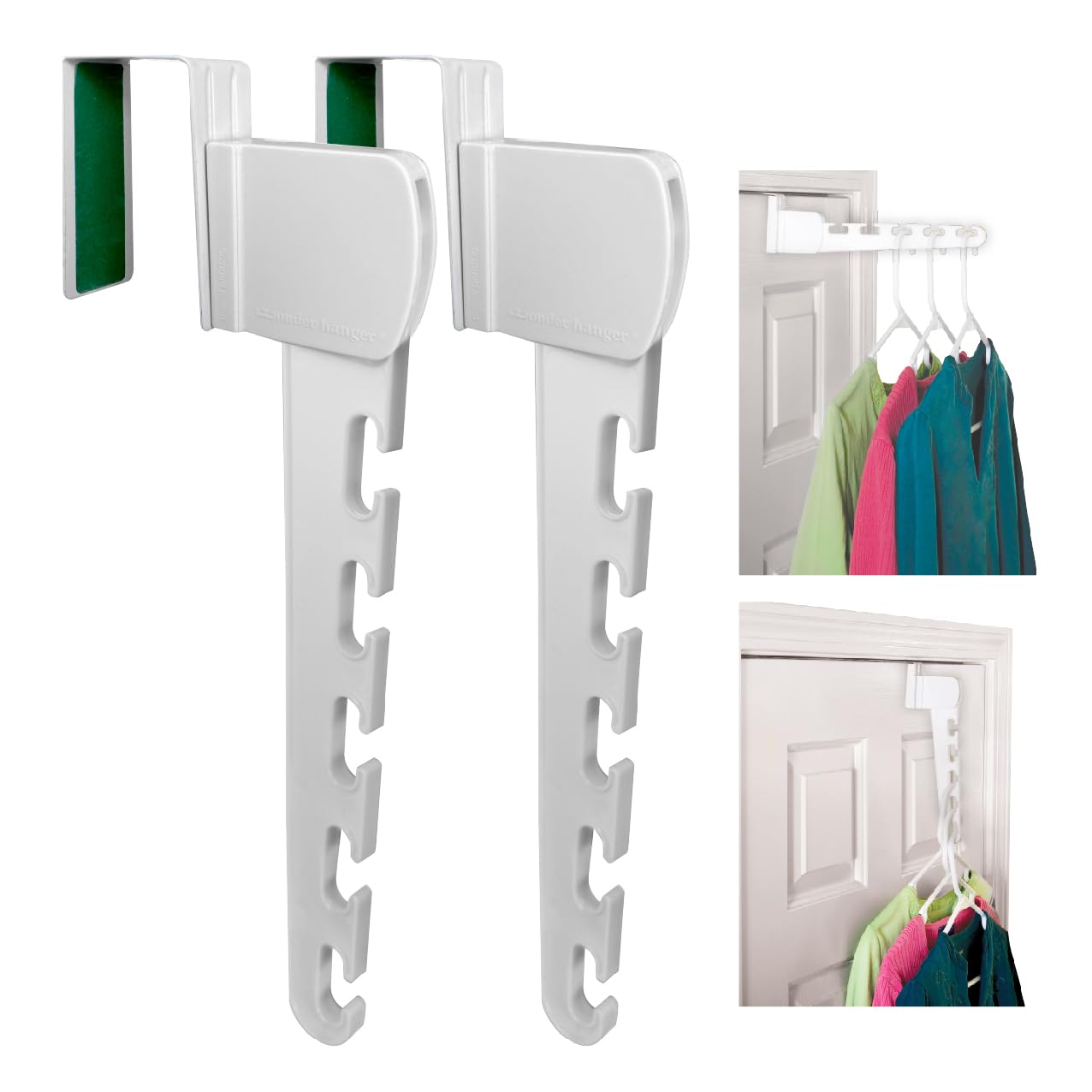 Wonder Hanger Over The Door 2-Pack Organizer for Clothes Hangers, Space-Saving Cascading Hanger Hooks, White