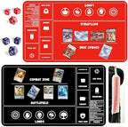 Card Game Playmats MTG Playmat for Beginner 2 Pack with Dices, Magic Mat Commander Deck Card Playmat for TCG MTG Accessories Play Mat 24x14 Inches Duel Card Battles, Black/Red