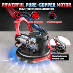 Drywall Sander, Electric Drywall Sander with Vacuum Dust Collection 7.33-Amp 880W, Floor Sanders 5 Variable Speed 1000-2100RPM with LED Light, 18Pcs Sanding Discs & 2Pcs Grid Sandpaper, Dust Mask—Red