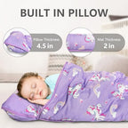 Primlect Thickened Toddler Nap Mat with Removable Pillow and Minky Blanket, Extra Large 55''x35'' Sleeping Bag, Washable, Roll up, Perfect for Daycare, Preschool, Kindergarten, Boys and Girls Unicorn
