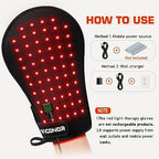 Red Light Therapy Device for Hands, Infrared-Light-Therapy-Gloves Finger Wrist, Led Near Infrared Light Skin Care, Carpal Tunnel(Pack of 2)
