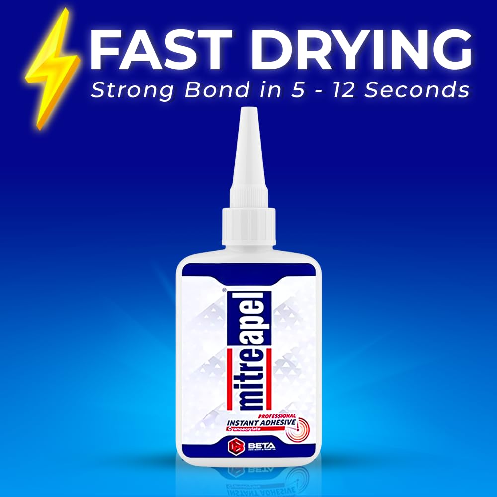 MITREAPEL CA Glue with Activator Kit 2x3.5 oz-2x13.5 oz Instant Bond Professional Cyanoacrylate Adhesive and Super Glue Accelerator for Woodworking with Extra Caps&Microtips,DIY&Craft, Plastic,Repair