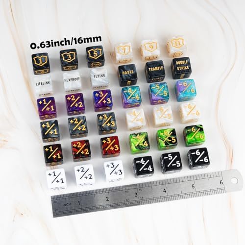 78 Pieces MTG Dice Counters Bulk Life Keyword Counter Dice Set Plus 1/+1 Buff Ability Tokens for MTG, TCG, Cards Gaming Accessories