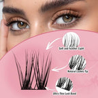 Natural Lash Clusters - 154PCS Cluster Eyelash Extensions, 8-14mm Mixed Individual Lashes, Comfortable Eyelash Clusters with Thin Band, Individual Lash Clusters Easy to Apply (Realistic)