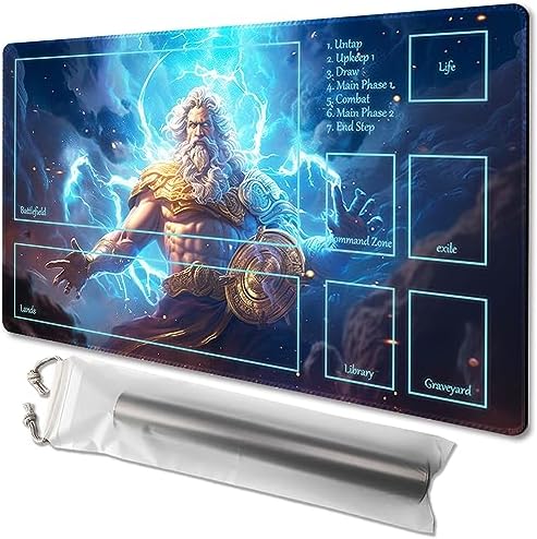 MTG Playmat Size 24x14in Free Bag Non-Slip Backing Printing, Ideal for Card Game Enthusiasts TCG Playmat (Lightning Lord-Deck)