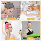 SINLAND Spa Headband for Women 6 Counts Adjustable Makeup Hair Band with Magic Tape,Head Wrap for Face Care, Makeup and Sports